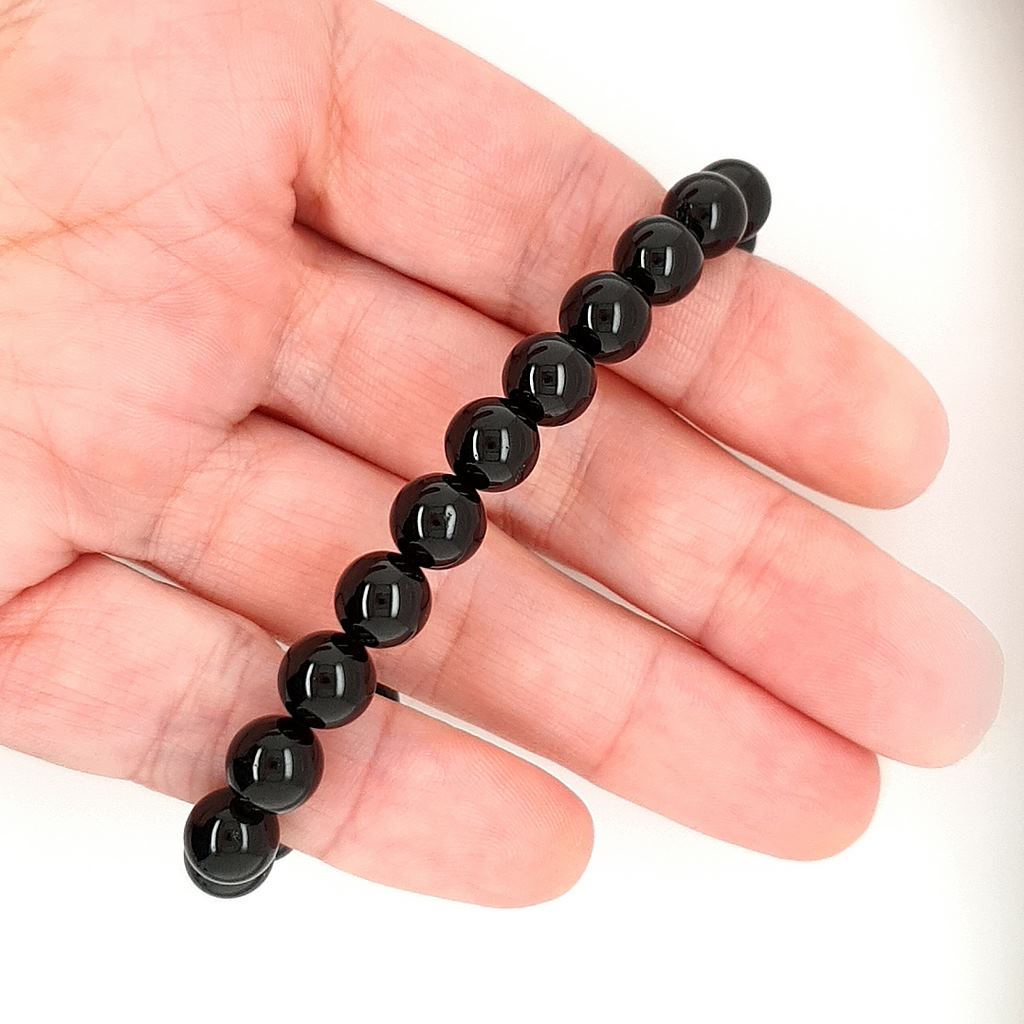 Tourmaline Bracelet with Sparkling Black Beads