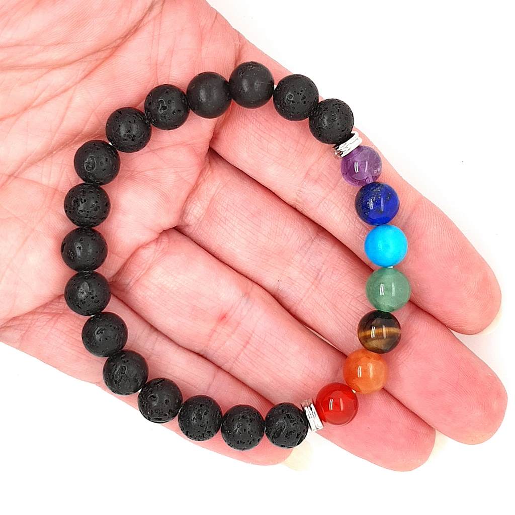 Chakra Healing Bracelet with Lava Stones - 8mm