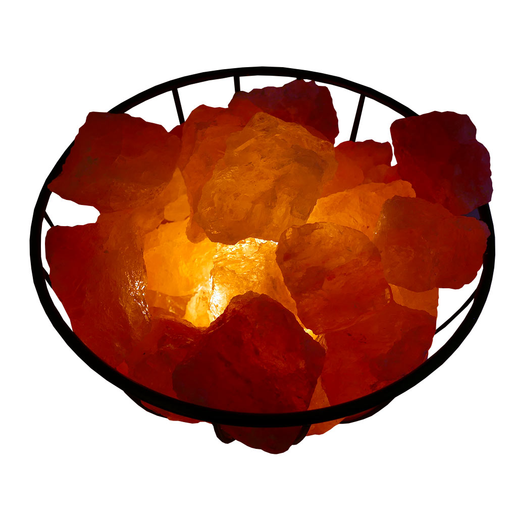 Himalayan Cage Salt Lamps with Natural Crystal Chunks & Salt Lamp Bulb