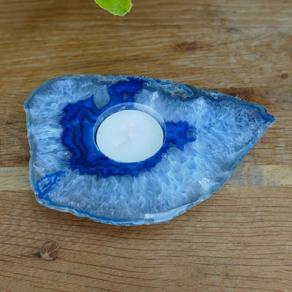 blue agate candle holder