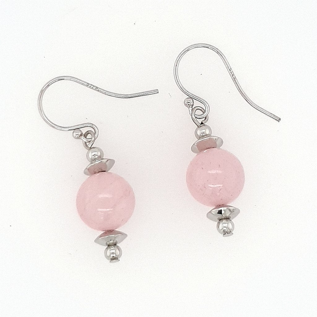 rose quartz polished earrings