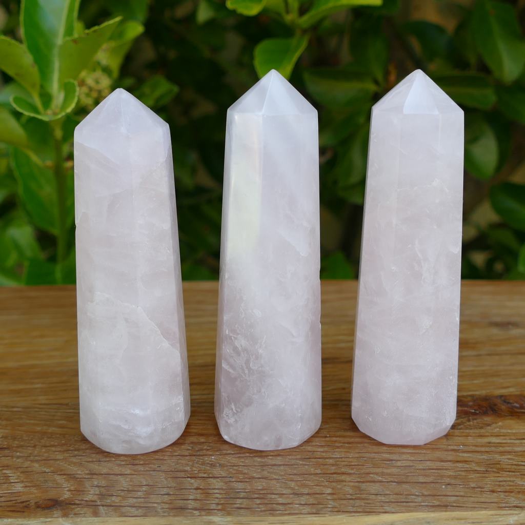 Rose Quartz Point Healing Crystal Wand for Reiki