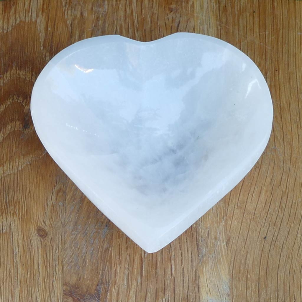 selenite cleansing bowl heart shaped