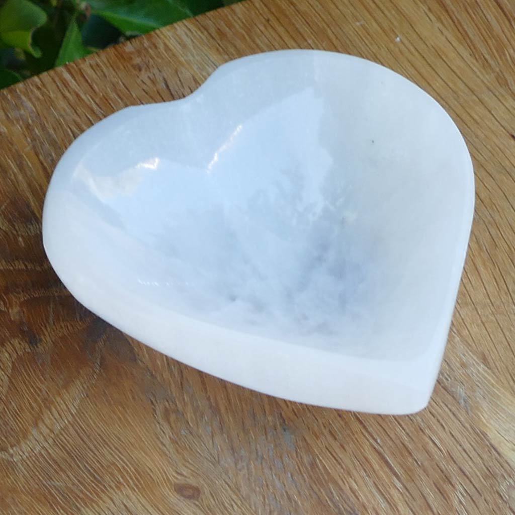 selenite cleansing bowl heart shaped