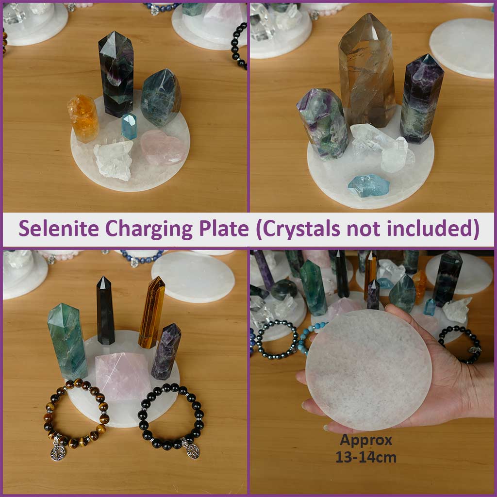 Selenite Cleansing Plate recharging crystals