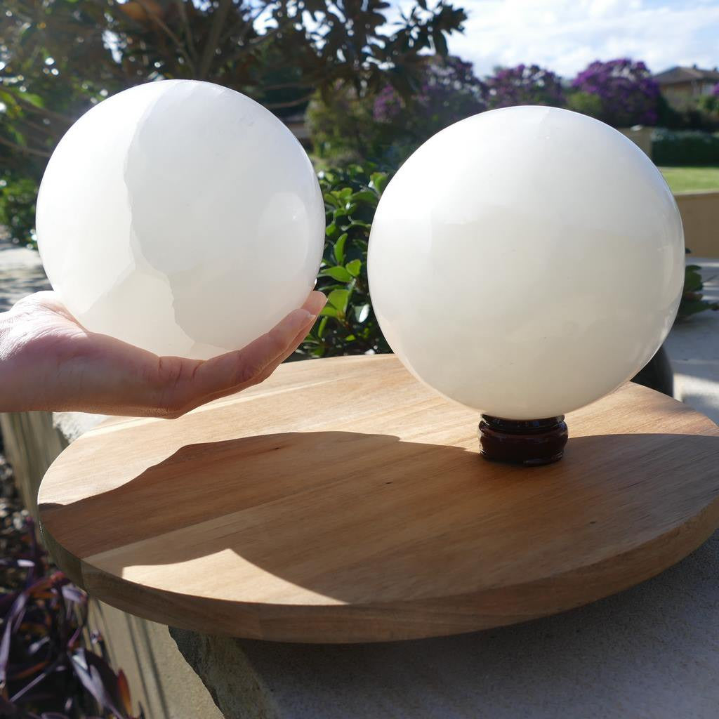 selenite crystal spheres