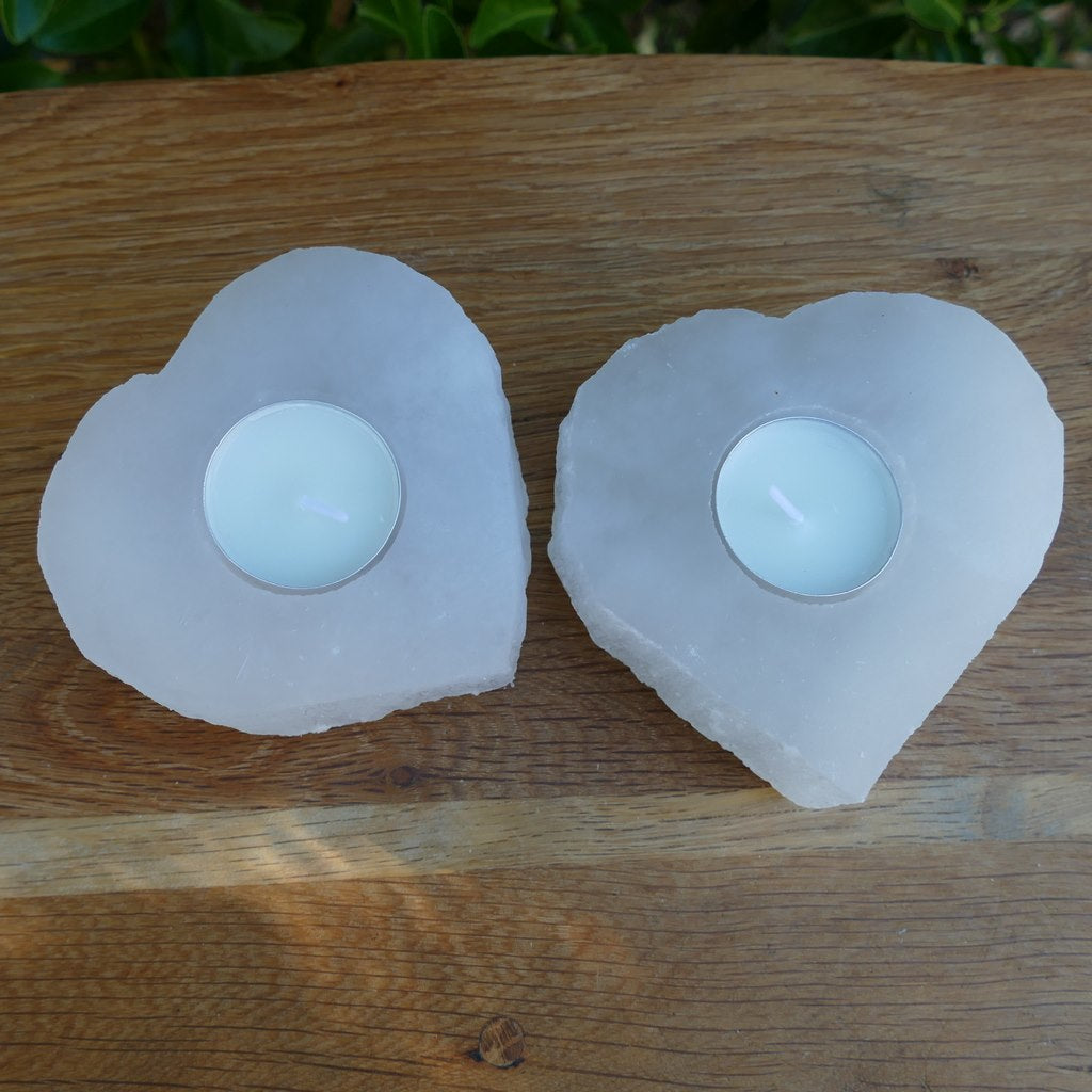 Selenite Tealight Candle Holder Heart Shape for Energising Your Room