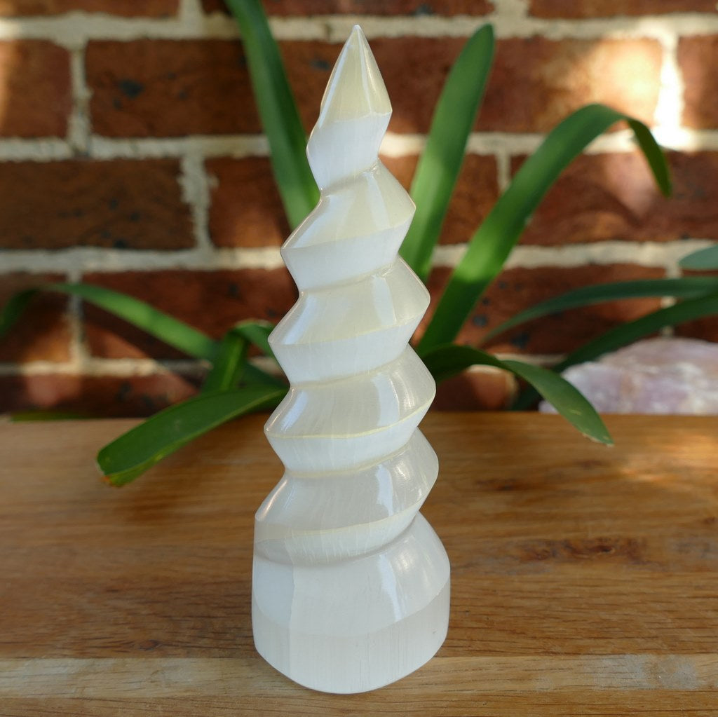 Selenite Spiral Tower for Meditation - Earth Inspired Gifts