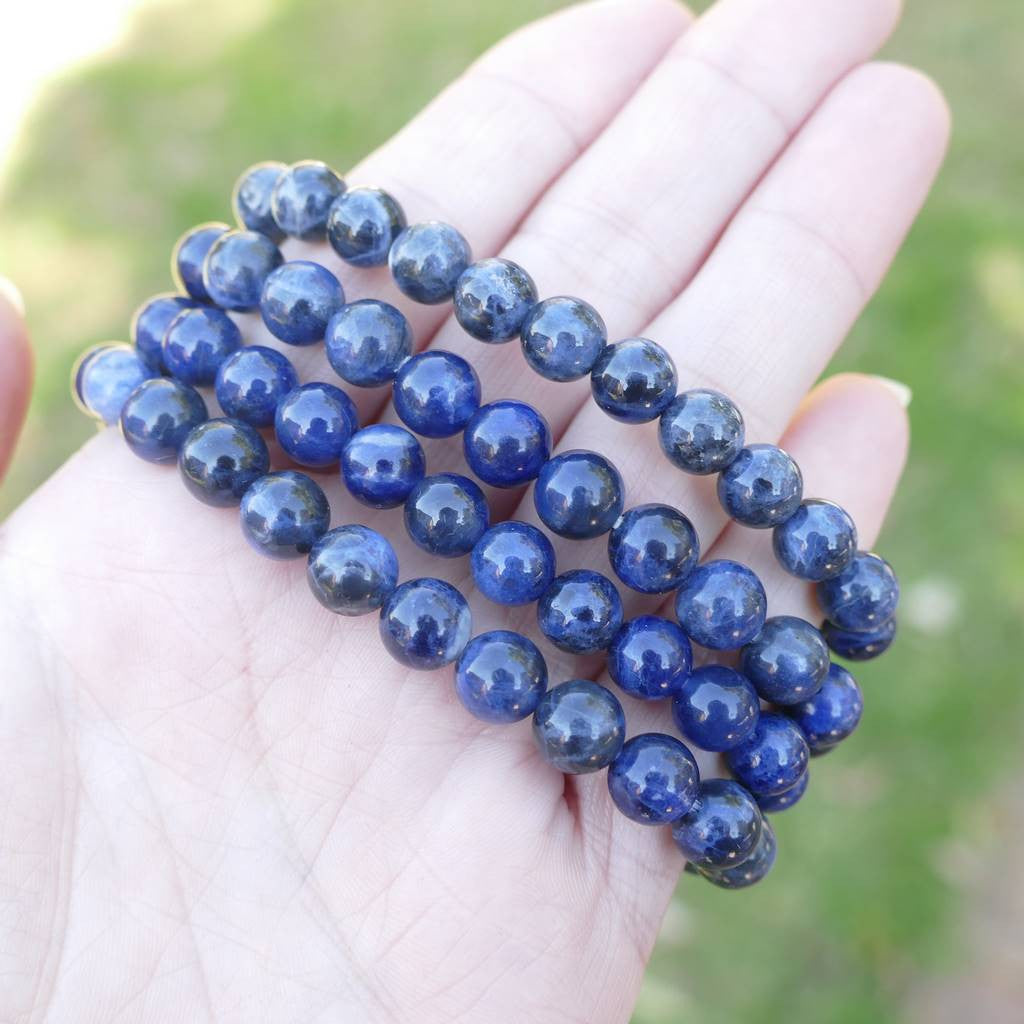 Sodalite Bracelet with Beautiful Shiny Crystal Beads