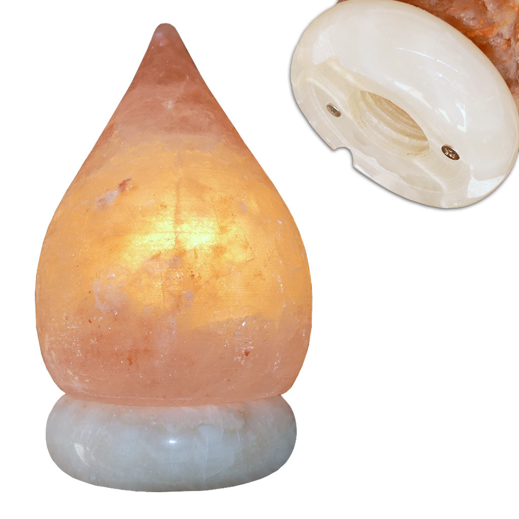 carved teardrop shaped salt lamp