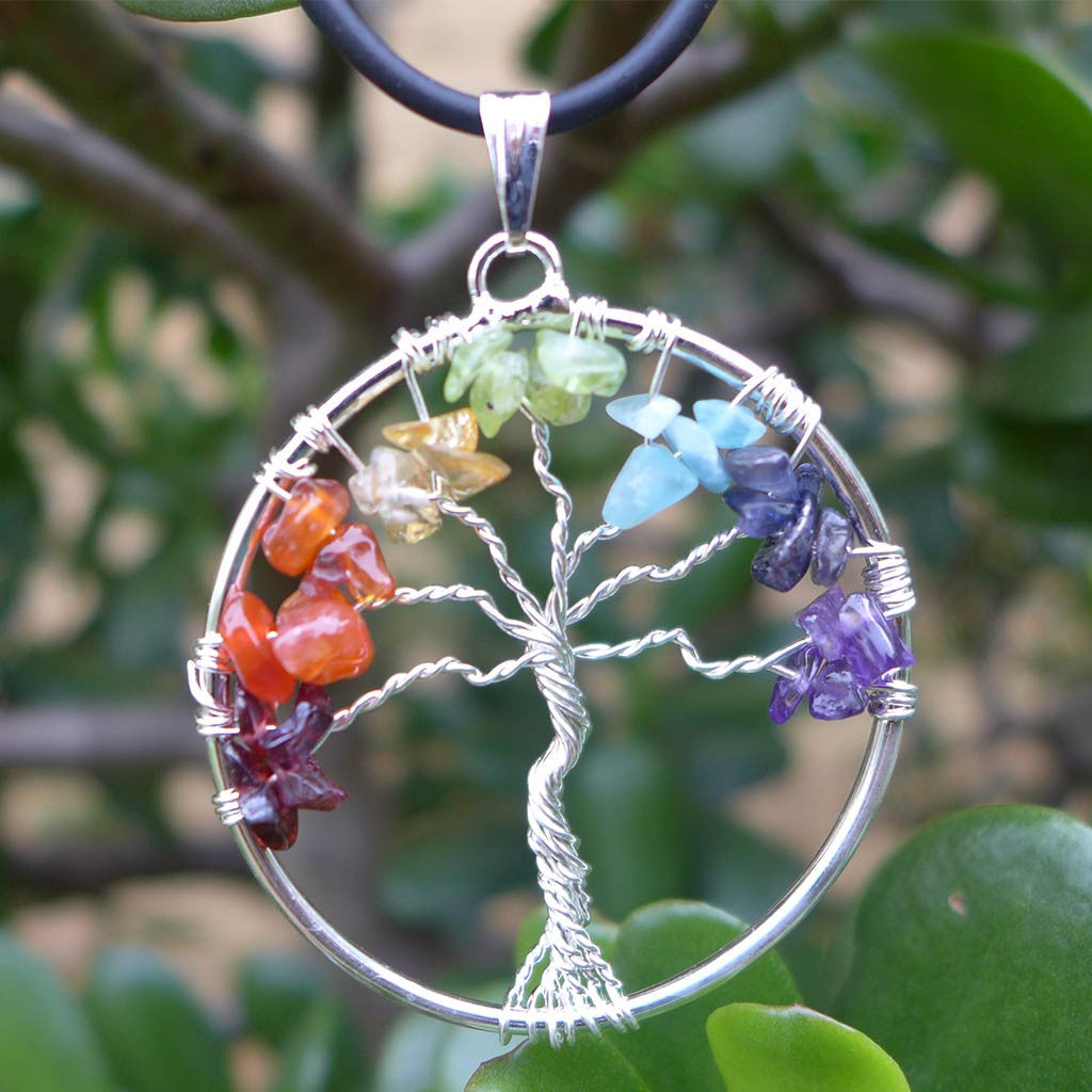 Chakra Tree of Life Pendant with 7 Stone Accents — The Gem Seller